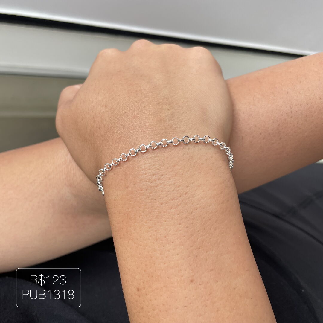 Pulseira Elo Português Lisa Prateada